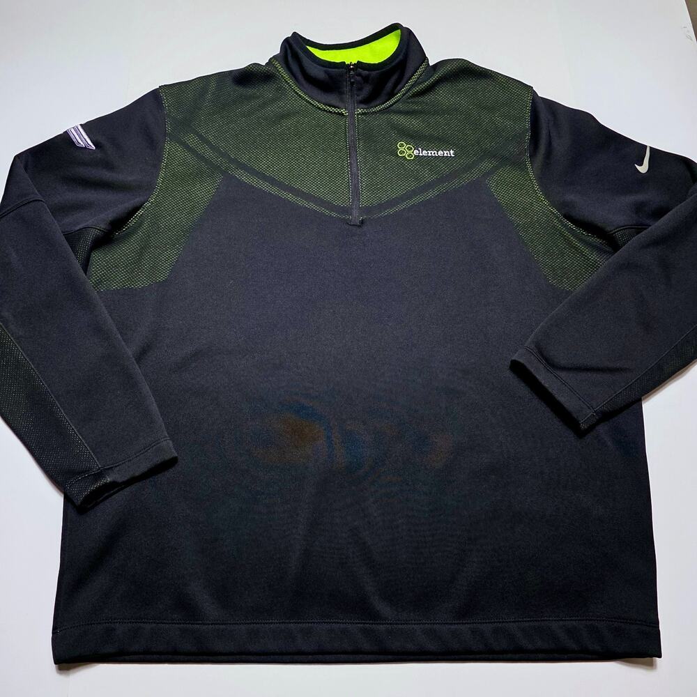 Nike Hypervis Men's XL 1/2 Zip Jacket Black Cover Up Rory McIlroy Neon